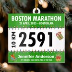 Personalised Race Bib Design Acrylic Hanging Ornament with Name and Number Tree Decoration Christmas Memorable Gift for Marathoners Runners