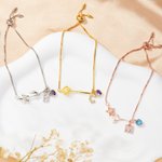 Personalised Birth Flower Heart Birthstone Bracelet with Initial Pendant Birthday Christmas Gift for Women