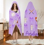 Personlig Softball Baseball Bow Multicolor Soft Hooded Blanket med namn Heminredning Födelsedag Game Day Present till flicka Sportälskare