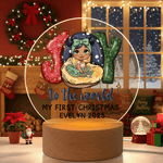 Personalized Joy To The World My First Christmas LED Night Light with Name Year and Wood Base Room Decor Christmas Gift for Newborns Babies