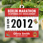 Pettorale da gara personalizzato Ornamento da appendere in acrilico con nome e numero Decorazione per albero Regalo di Natale memorabile per maratoneti corridori