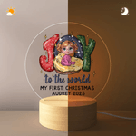 Personalized Joy To The World My First Christmas LED Night Light with Name Year and Wood Base Room Decor Christmas Gift for Newborns Babies