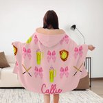Personlig Softball Baseball Bow Multicolor Soft Hooded Blanket med namn Heminredning Födelsedag Game Day Present till flicka Sportälskare