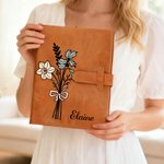 Personlig Födelse Blomsterbukett PU Läder A5 Anteckningsbok Omslag med Namn Daglig Användning Födelsedag Julklapp för Lärare Studenter Konstnärer