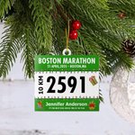 Personalised Race Bib Design Acrylic Hanging Ornament with Name and Number Tree Decoration Christmas Memorable Gift for Marathoners Runners