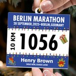 Personalised Race Bib Design Acrylic Hanging Ornament with Name and Number Tree Decoration Christmas Memorable Gift for Marathoners Runners