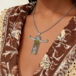 Personalised Western-Style Cow Skull Monogram Necklace Birthday Gift for Cowboys Cowgirls