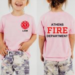 Personalised Firefighter Maltese Cross 100% Cotton Kid T-shirt with Name Age and Text Birthday Gift for Boys Girls