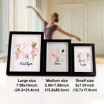 Spersonalizowana drewniana ramka na zdjęcia Ballet Girl Flower z inicjałami i imieniem Urodzinowy prezent świąteczny dla miłośników baletu
