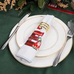 Servilleta navideña blanca personalizada 100% algodón reutilizable con Papá Noel y nombre decoración de mesa regalo de Navidad para familia y amigos
