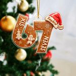 Gepersonaliseerd Six Seven Cookies Kerstmuts Acryl Kerstornament met Naam en Jaar Boomdecoratie Kerstcadeau voor Gen Z Tween