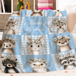 Spersonalizowany miękki koc do rzucania z imieniem i nazwiskiem Cute Flower Wreath Animals Home Decor Urodzinowy prezent świąteczny dla dzieci