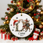 Personalized Cute Christmas Reindeer Ceramic Ornament with Name and Year Home Tree Decor Christmas Gift for Kids