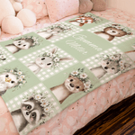 Spersonalizowany miękki koc do rzucania z imieniem i nazwiskiem Cute Flower Wreath Animals Home Decor Urodzinowy prezent świąteczny dla dzieci