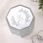 Personalised Velvet Vintage Octagon Ring Box with Name Initial and Date Wedding Proposal Engagement Ceremony Gift for Newlyweds Bride Couples