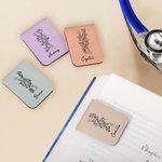 Henkilökohtainen Line DNA Birth Flower Magneettinen nahkainen kirjanmerkki Clip nimi lukeminen paperitarvikkeet tarvikkeet syntymäpäivälahja kirjanpainajat lukijat