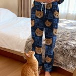 Personalised Paws Christmas Tree Checkerboard Face Photo Long Pyjama Pants Birthday Gift for Kids Women Men Pet Lovers