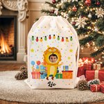 Sac à Cordon Personnalisé avec Photo de Visage et Nom Cadeau d'Anniversaire Noël pour Enfants Famille