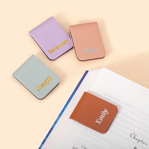 Marque-page magnétique en cuir PU personnalisé avec nom gravé - Cadeau d'anniversaire rentrée scolaire pour amoureux de lecture