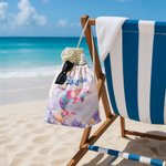 Gepersonaliseerd Extra Groot Sneldrogend Strandlaken met Naam en Aquarel Zeedieren Zomeraccessoire Perfect Verjaardagscadeau voor Familie en Vrienden