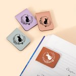 Personalisierte Katze Mond Geburt Blume magnetische Leder Lesezeichen Clip mit Namen Lesen Schreibwaren Zubehör Geburtstag Geschenk für Bücherwürmer Buchliebhaber
