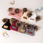 Chapeau bonnet personnalisé à deux pompons avec nom en cuir Cadeau de Noël pour bébé