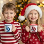 Personalized Cute Christmas Snowman Multicolor 12 oz Enamel Mug with Name and Year Christmas Gift for Family Kids