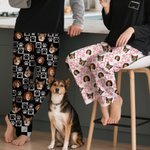 Personalised Paws Christmas Tree Checkerboard Face Photo Long Pyjama Pants Birthday Gift for Kids Women Men Pet Lovers
