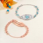 Personalized Zircon Medical ID Bracelet with Engraved Emergency Medical Information Thoughtful First Aid Gift for Women Diabetic Patients
