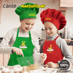 Spersonalizowany fartuch z inicjałami lamparta z długim ogonem Marsupilami Regulowany fartuch szefa kuchni z imieniem Prezent urodzinowy dla dzieci | Callie × Marsupilami®