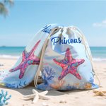 Gepersonaliseerd Extra Groot Sneldrogend Strandlaken met Naam en Aquarel Zeedieren Zomeraccessoire Perfect Verjaardagscadeau voor Familie en Vrienden