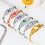 Personalized Zircon Medical ID Bracelet with Engraved Emergency Medical Information Thoughtful First Aid Gift for Women Diabetic Patients
