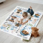 Personalizada Highland Vaca Inicial Suave Manta con Nombre Decoración del Hogar Navidad Cumpleaños Regalo para la Familia Niños Amantes de las Vacas