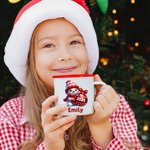 Personalized Cute Christmas Snowman Multicolor 12 oz Enamel Mug with Name and Year Christmas Gift for Family Kids
