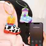 Personalised Cowboy Sheriff Space Patrol Boots NFC Bag Backpack Tag Emergency Contact Keychain with Name and Text Back to School Gift for Boys Girls