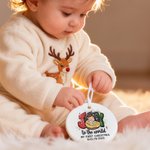 Personalisierte Freude an der Welt Cartoon Charakter Keramik Weihnachtsschmuck mit Text Home Decor Weihnachtsgeschenk für Neugeborene Familie
