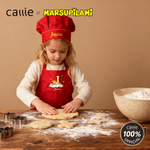 Spersonalizowany fartuch z inicjałami lamparta z długim ogonem Marsupilami Regulowany fartuch szefa kuchni z imieniem Prezent urodzinowy dla dzieci | Callie × Marsupilami®