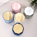 Personalised Velvet Vintage Octagon Ring Box with Name Initial and Date Wedding Proposal Engagement Ceremony Gift for Newlyweds Bride Couples
