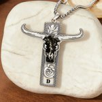 Personalised Western-Style Cow Skull Monogram Necklace Birthday Gift for Cowboys Cowgirls