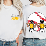 Personalised Baseball Mom 1-3 Kid Characters 100% Cotton T-shirt with Name and Number Birthday Holiday Game Day Gift for Mom