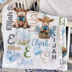 Personalizada Highland Vaca Inicial Suave Manta con Nombre Decoración del Hogar Navidad Cumpleaños Regalo para la Familia Niños Amantes de las Vacas