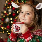 Personalized Cute Christmas Snowman Multicolor 12 oz Enamel Mug with Name and Year Christmas Gift for Family Kids
