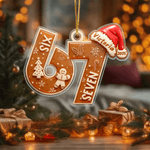 Gepersonaliseerd Six Seven Cookies Kerstmuts Acryl Kerstornament met Naam en Jaar Boomdecoratie Kerstcadeau voor Gen Z Tween