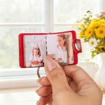 Porte-clés en Cuir PU Personnalisé avec 10-14 Photos et Textes Style Mini Album en Cuir Cadeau d'Anniversaire pour Amis Couples Famille