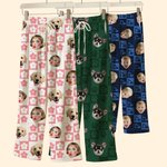 Personalised Paws Christmas Tree Checkerboard Face Photo Long Pyjama Pants Birthday Gift for Kids Women Men Pet Lovers