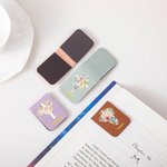 Personalized Watercolor Cross 1-5 Birth Flowers Magnetic Leather Bookmark Clip with Name Baptism Birthday Gift for Bible Reader Book Lover Christian