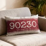 Taie d'oreiller personnalisée avec code postal imprimé rétro Décoration de la maison Pendaison de crémaillère Cadeau d'anniversaire pour les amis et la famille