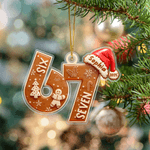 Gepersonaliseerd Six Seven Cookies Kerstmuts Acryl Kerstornament met Naam en Jaar Boomdecoratie Kerstcadeau voor Gen Z Tween