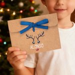 Personalized Multi-Colour Ribbon Reindeer Kraft Paper Envelope with Name Christmas Gift for Family Friends