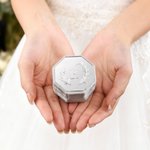 Personalised Velvet Vintage Octagon Ring Box with Name Initial and Date Wedding Proposal Engagement Ceremony Gift for Newlyweds Bride Couples